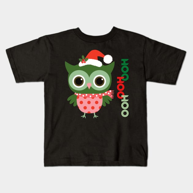 Hoo Hoo Hoo Owl Christmas Holiday Santa Kids T-Shirt by Apathecary